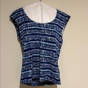 White House Black Market Navy and Light Blue Blouse